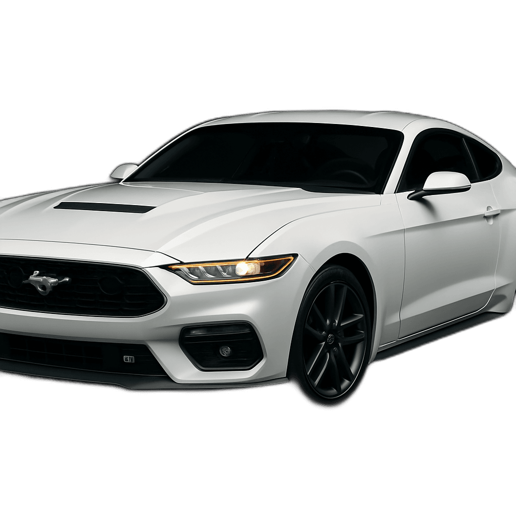 mustang White front-34 view